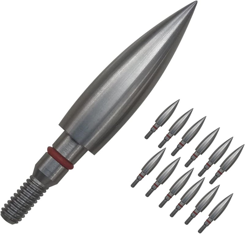Wdfhudj Stainless Steel Archery Field Points,9/32″ 19/64″ 5/16″ 11/32″ Diameter 100/125/150/175/200/250/300 Grains,Screw in Archery Field Tips(1 Dozen 12PCS) - Image 1